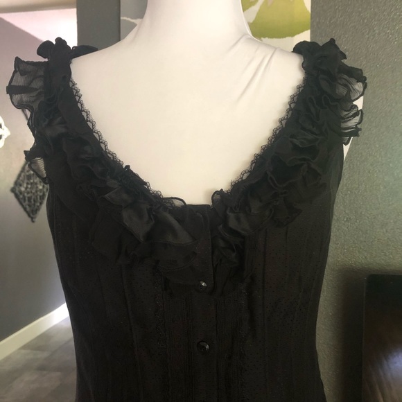 bebe Black Ruffle Top - Picture 2 of 7